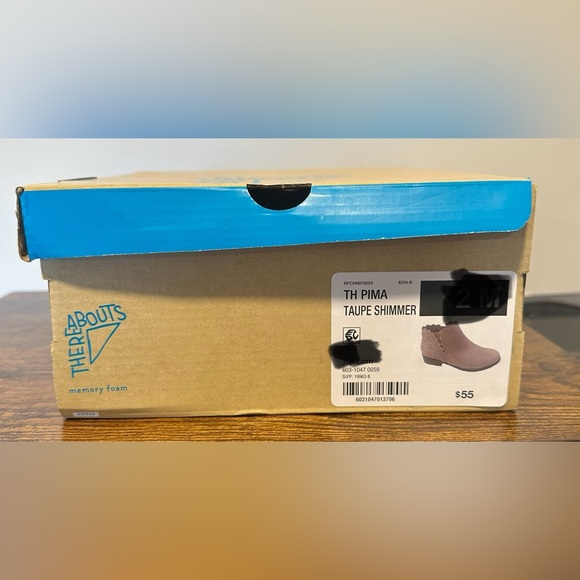 Thereabouts Girls Pima Taupe Shimmer Stacked Heel Booties NWT Various Sizes - Picture 2 of 7